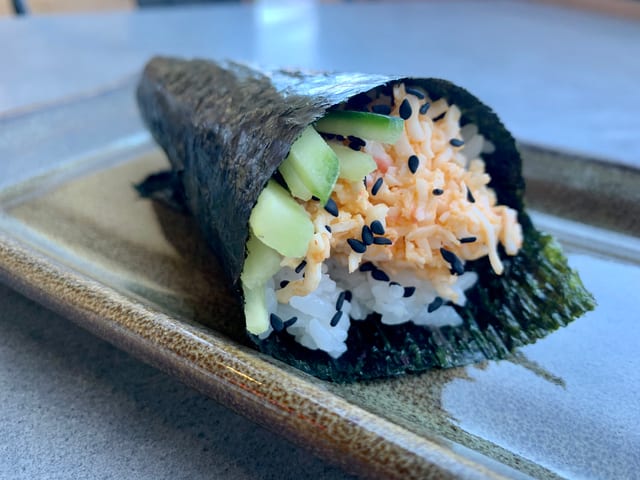 Spicy Krab Hand Roll.
